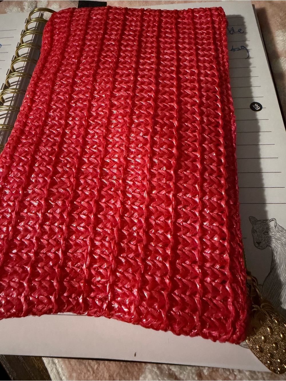ipsy Red Woven Cosmetic Pouch strawberry